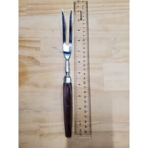 Vintage Carving Fork MCM Butterscotch Brown Bakelite Style Handle 11"  PRE-OWNED